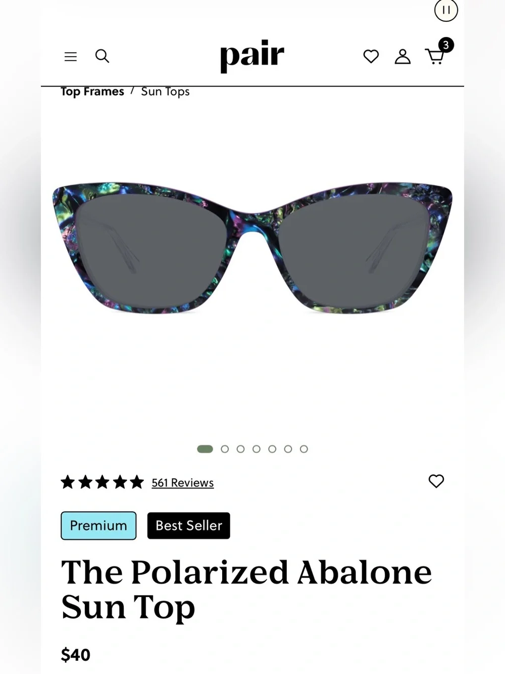 Pair Eyewear. Wanda  The Polarized Abalone Sun Top.